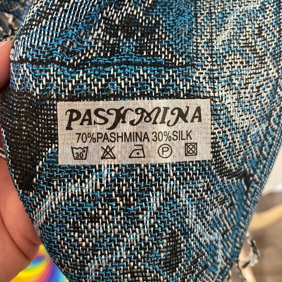 Blue Floral Oversized Pashmina Scarf - Picture 7 of 7